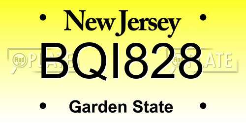 BQI828 New Jersey License Plate