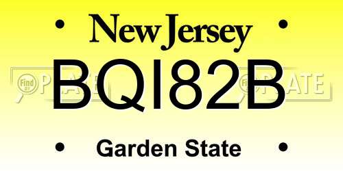 BQI82B New Jersey License Plate