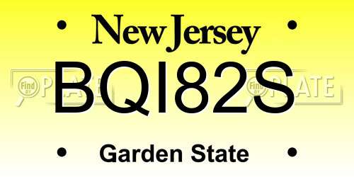 BQI82S New Jersey License Plate