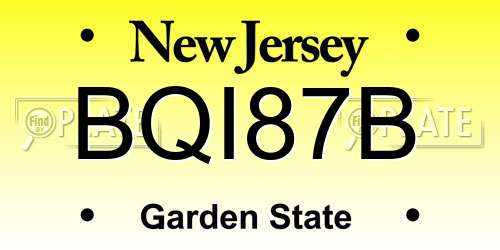 BQI87B New Jersey License Plate