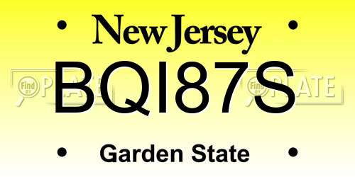 BQI87S New Jersey License Plate