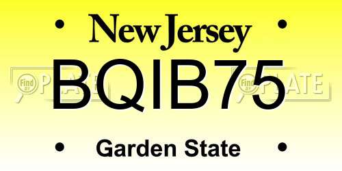 BQIB75 New Jersey License Plate
