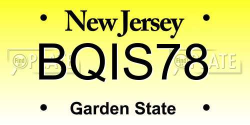 BQIS78 New Jersey License Plate
