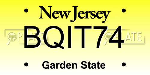 BQIT74 New Jersey License Plate
