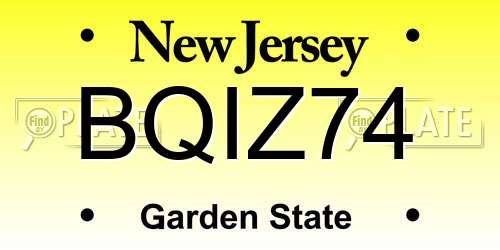 BQIZ74 New Jersey License Plate