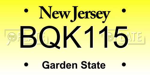 BQK115 New Jersey License Plate