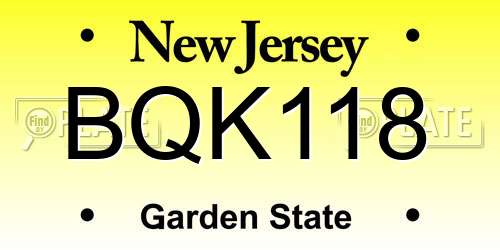 BQK118 New Jersey License Plate