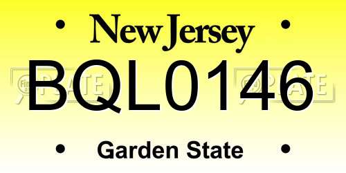 BQL0146 New Jersey License Plate