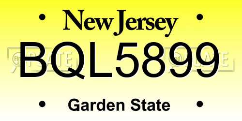 BQL5899 New Jersey License Plate
