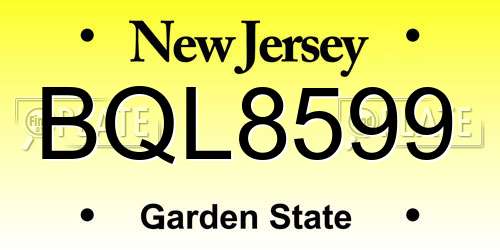 BQL8599 New Jersey License Plate