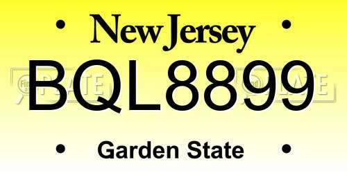 BQL8899 New Jersey License Plate