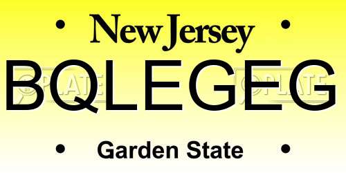 BQLEGEG New Jersey License Plate