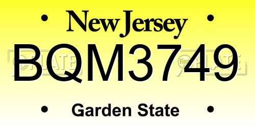 BQM3749 New Jersey License Plate