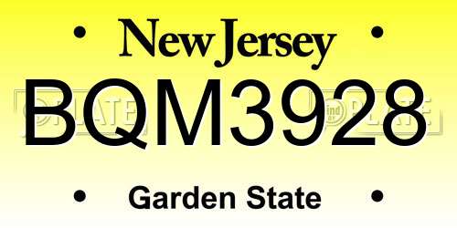BQM3928 New Jersey License Plate