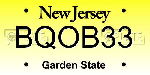 BQOB33 New Jersey License Plate