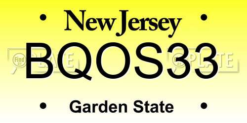 BQOS33 New Jersey License Plate
