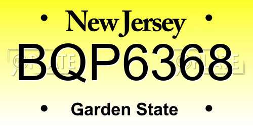 BQP6368 New Jersey License Plate