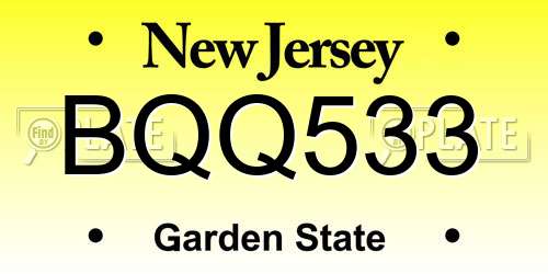 BQQ533 New Jersey License Plate