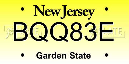BQQ83E New Jersey License Plate
