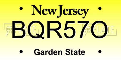 BQR57O New Jersey License Plate