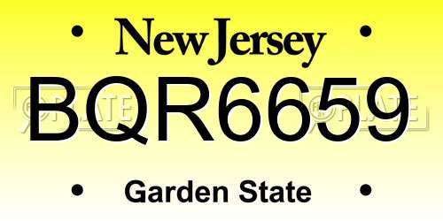 BQR6659 New Jersey License Plate