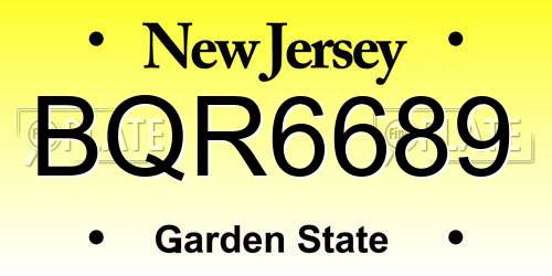 BQR6689 New Jersey License Plate