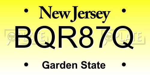 BQR87Q New Jersey License Plate