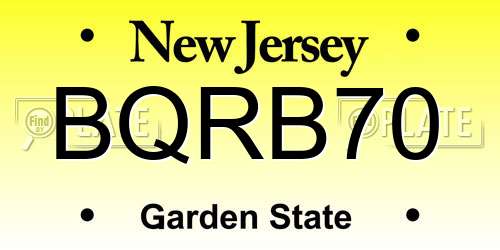 BQRB70 New Jersey License Plate