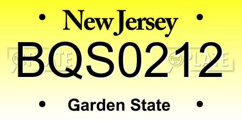 BQS0212 New Jersey License Plate
