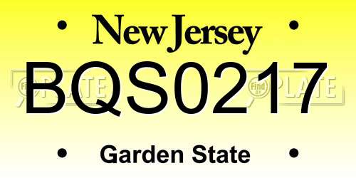BQS0217 New Jersey License Plate