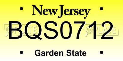 BQS0712 New Jersey License Plate
