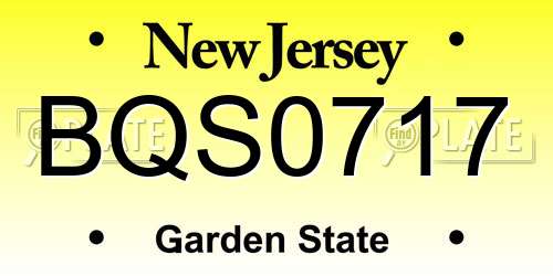 BQS0717 New Jersey License Plate