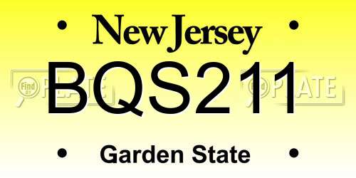BQS211 New Jersey License Plate