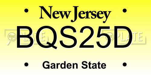 BQS25D New Jersey License Plate
