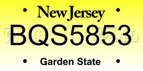 BQS5853 New Jersey License Plate