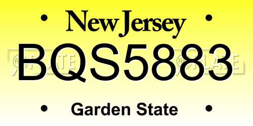 BQS5883 New Jersey License Plate