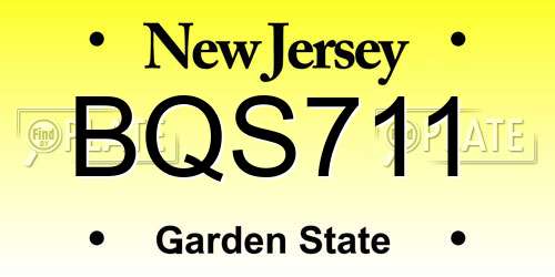 BQS711 New Jersey License Plate