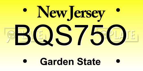 BQS75O New Jersey License Plate