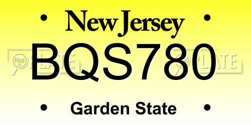 BQS780 New Jersey License Plate