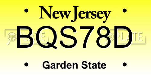BQS78D New Jersey License Plate