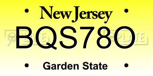 BQS78O New Jersey License Plate