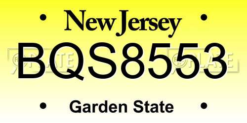 BQS8553 New Jersey License Plate
