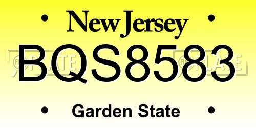 BQS8583 New Jersey License Plate