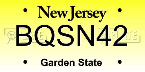 BQSN42 New Jersey License Plate