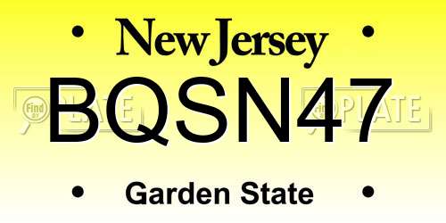 BQSN47 New Jersey License Plate