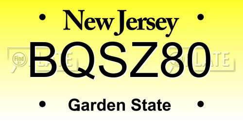 BQSZ80 New Jersey License Plate