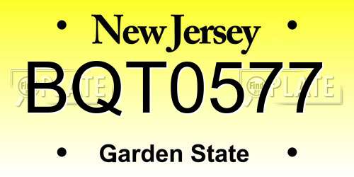 BQT0577 New Jersey License Plate