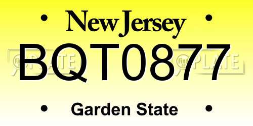 BQT0877 New Jersey License Plate