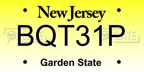 BQT31P New Jersey License Plate