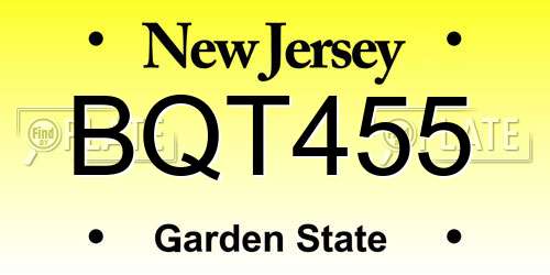 BQT455 New Jersey License Plate